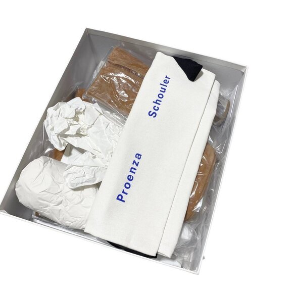 PROENZA Schouler Curved Heel Ankle Boots Suede Tan - Picture 4 of 7